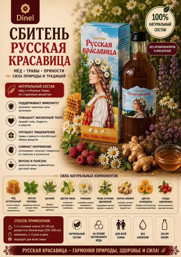№3 Сбитень Русская красавица, 250мл в Краснокаменске