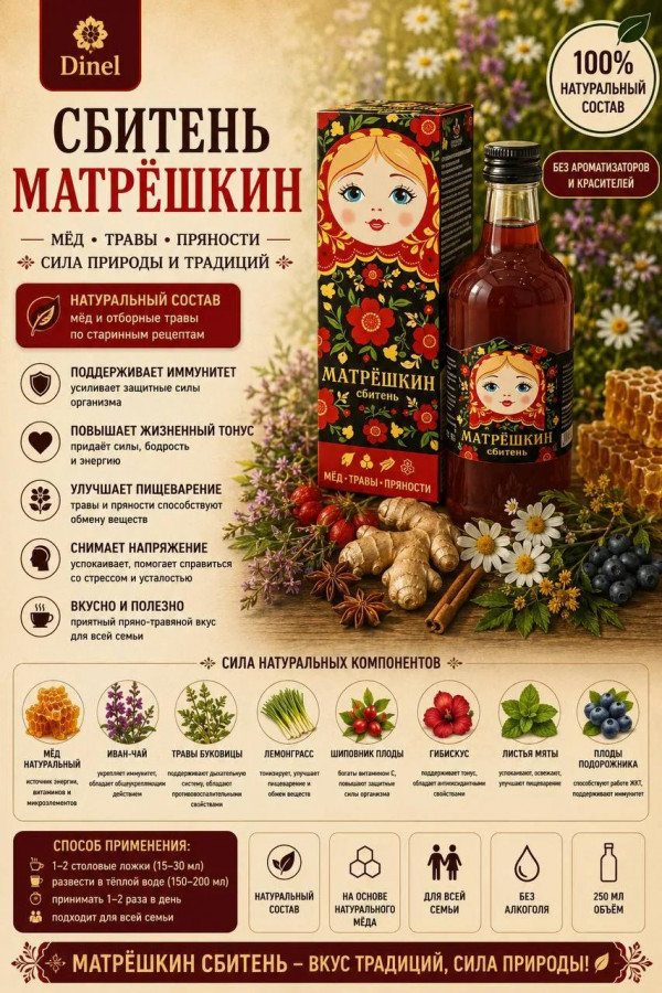 №3 Сбитень Матрёшкин, 250мл  в Краснокаменске